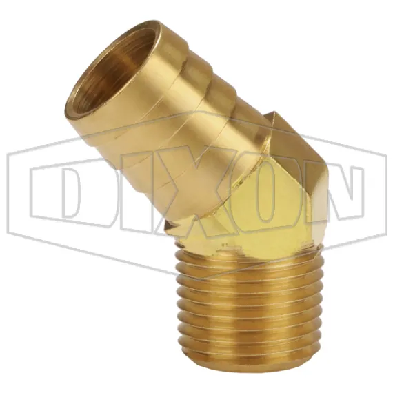 Male NPTF x Hose Barb 45° Elbow