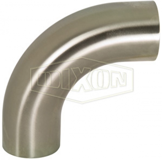 Dixon B2S-G300P Stainless Steel 304 Sanitary Fitting 3 Tube OD 90 Degree Polished Weld Long Elbow with Tangent 