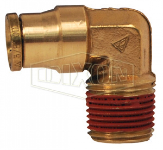 Dixon 31090410 Metric Push-in Male BSPT Elbow 4mm Tube x 1/8 Male BSPT Brass 