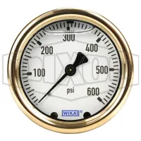 Brass Liquid Filled Center Back Mount Gauge