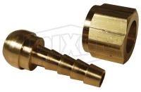 Dixon BFS44 Brass Hose Fitting, Ball Seat Swivel, 1/2 NPSM Female x 1/2  Hose ID Barbed